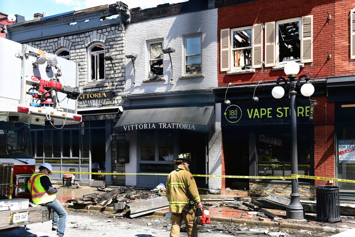 Fire-damaged commercial storefront in Southeast Florida