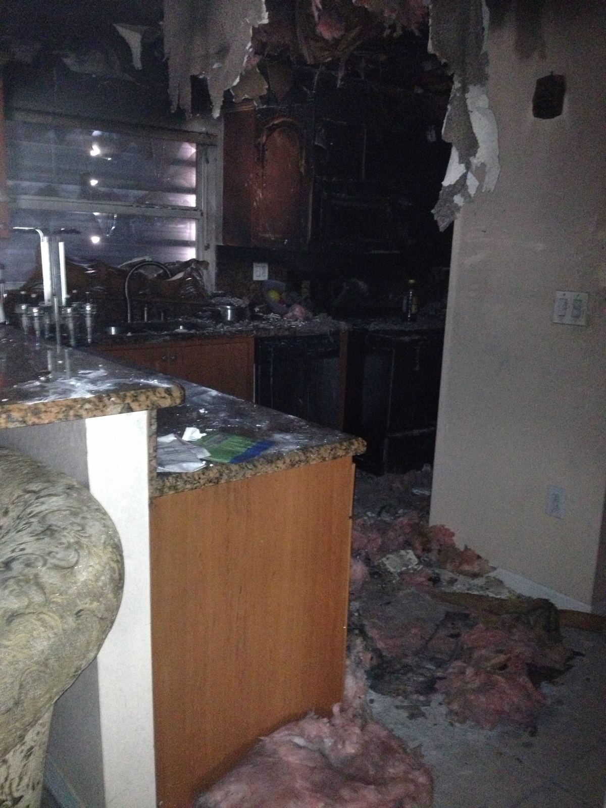 Fire damage to a kitchen at a home in Weston, FL
