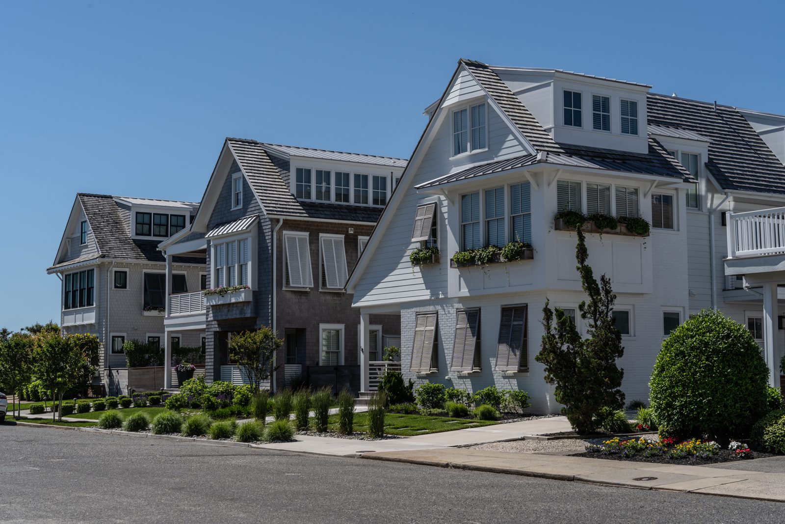 Shore-style homes on a residential street in New Jersey