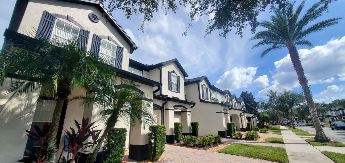 Row of rental property townhomes