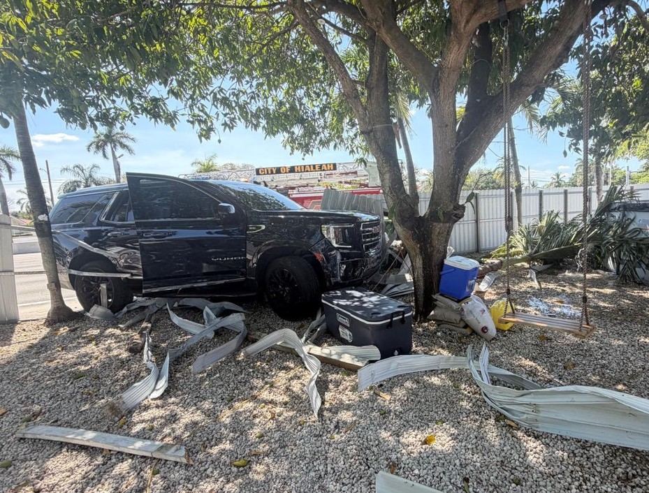 Vehicle impact damage to a property in Hialeah, FL