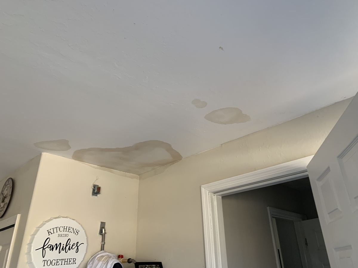 Water stains and ceiling damage from a leak at a home in Fort Lauderdale, FL